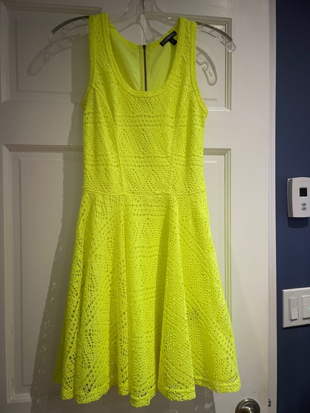 Express Neon Yellow Lace Midi Dress